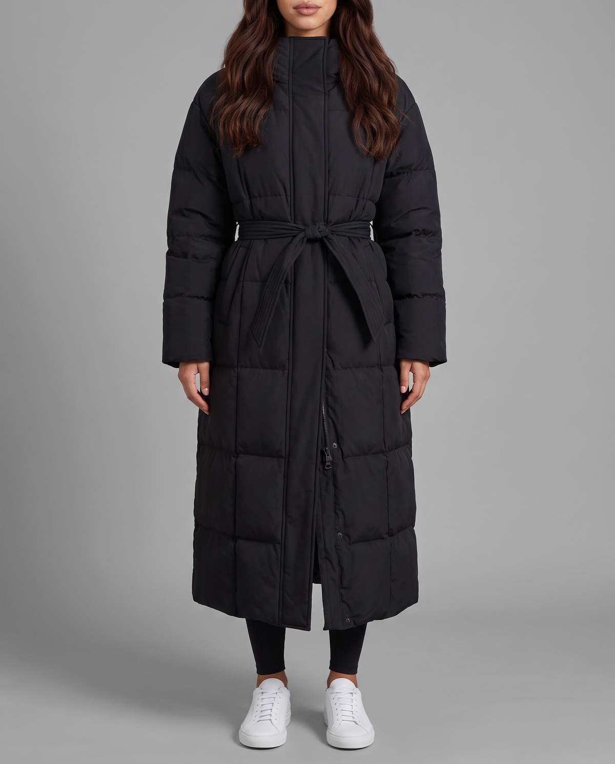 Luciana puffer coat in black – front (hero)