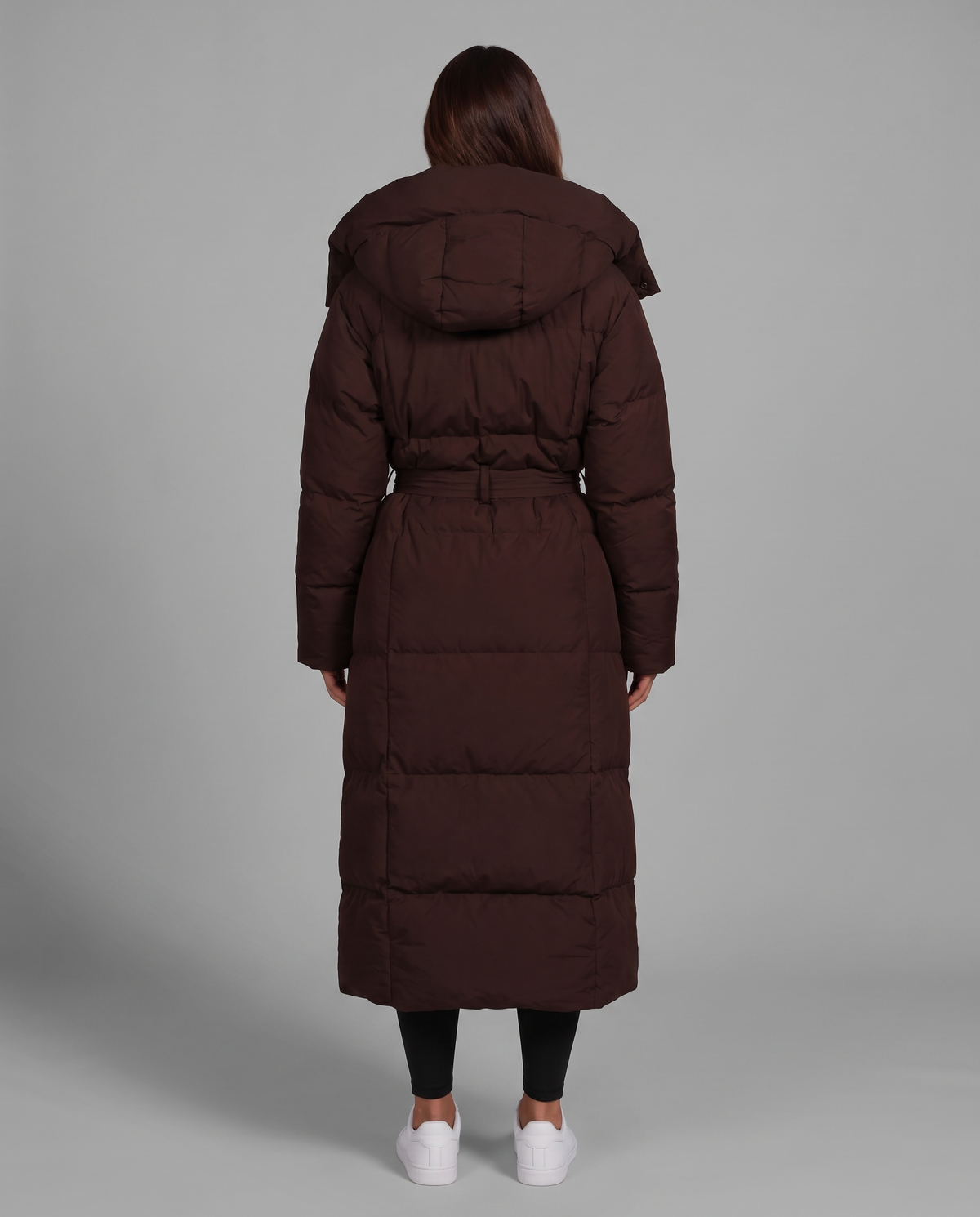 Luciana puffer coat in brown – back
