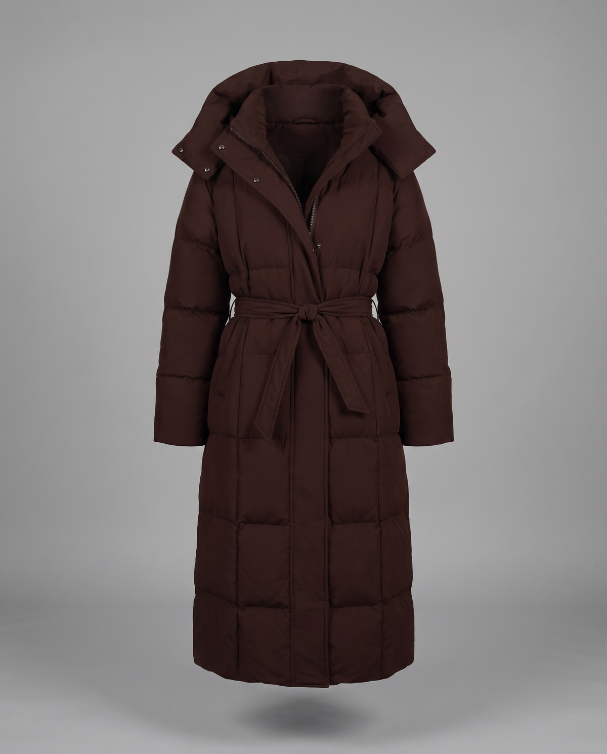 Luciana puffer coat in brown – product (ghost mannequin)