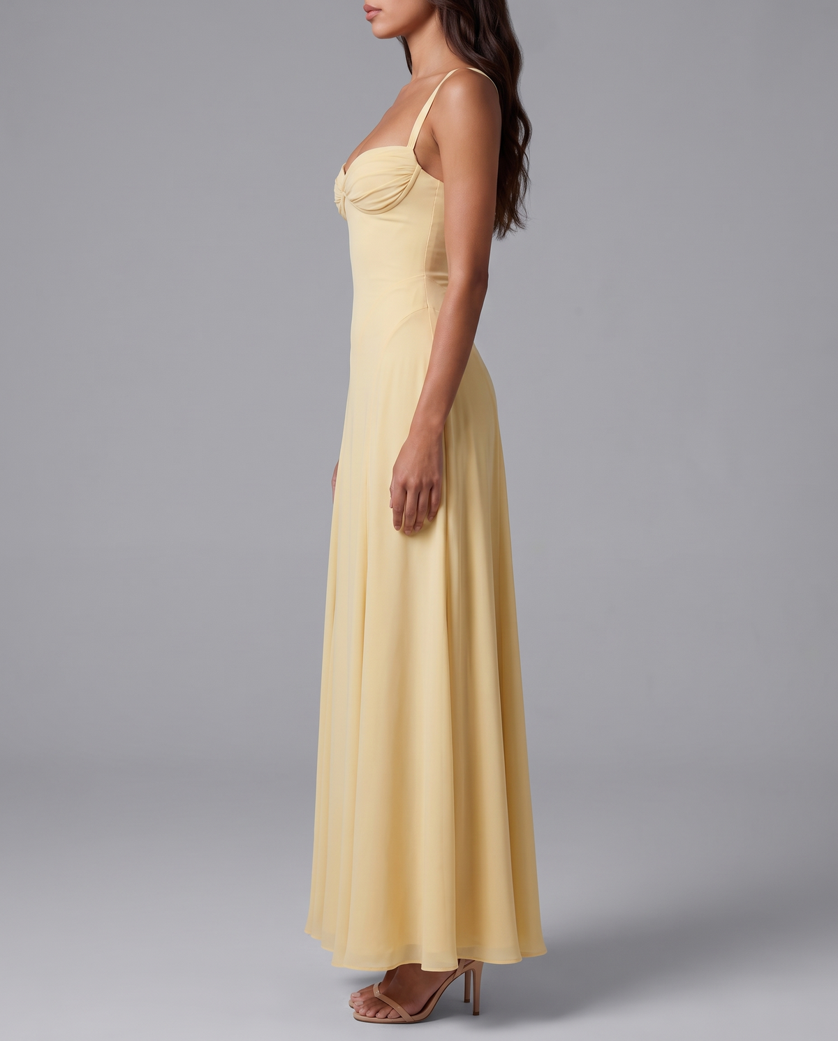 Corset maxi dress in yellow – side