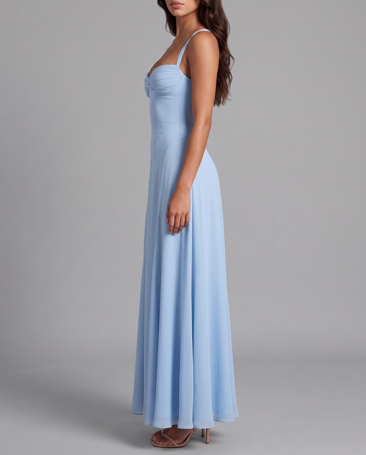 Corset maxi dress in light blue – side